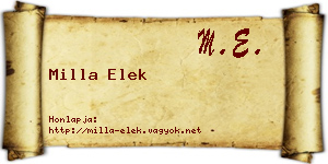 Milla Elek névjegykártya